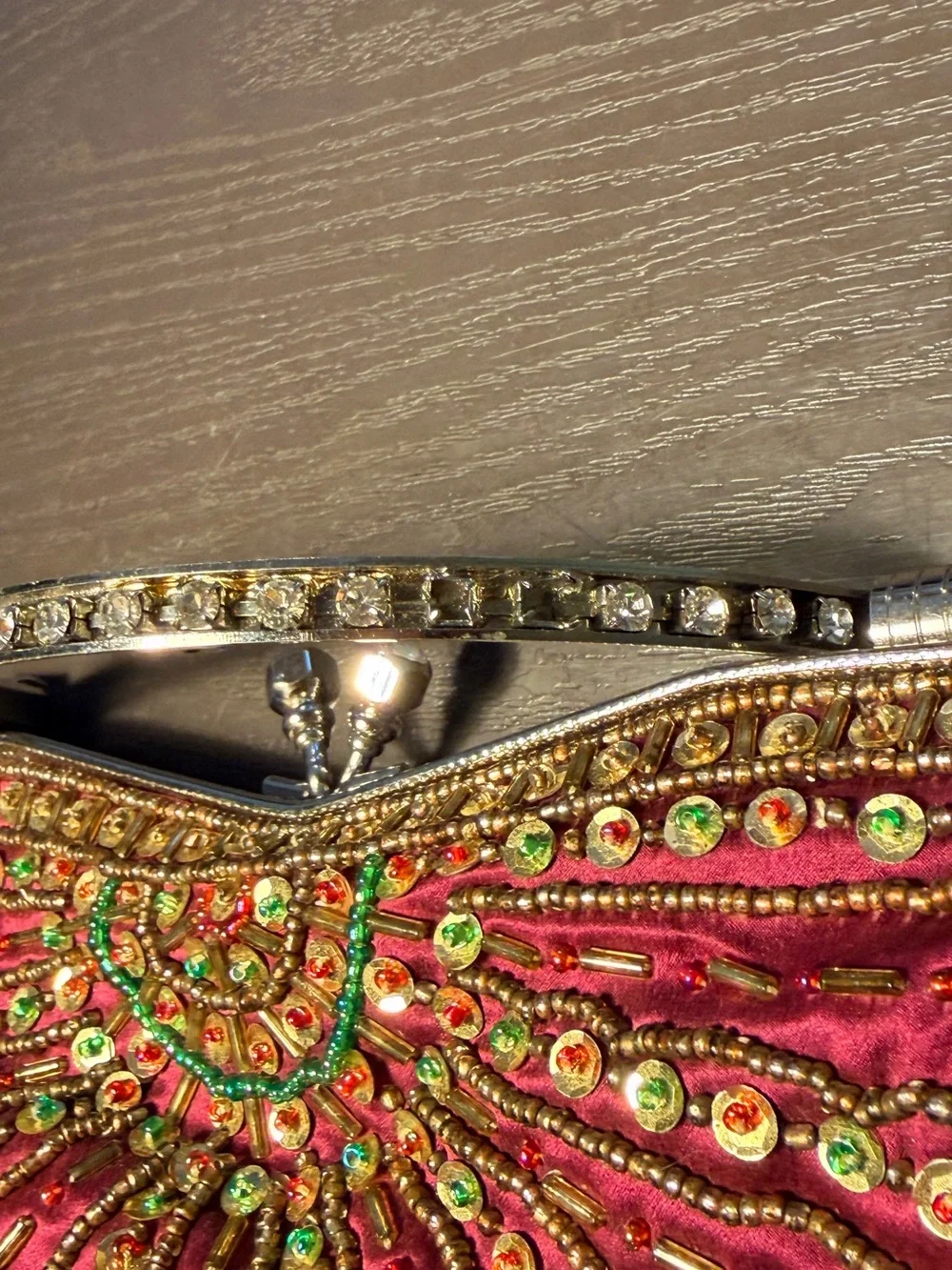 INC International Concepts Embellished Fuchsia Beaded Clutch with Chain